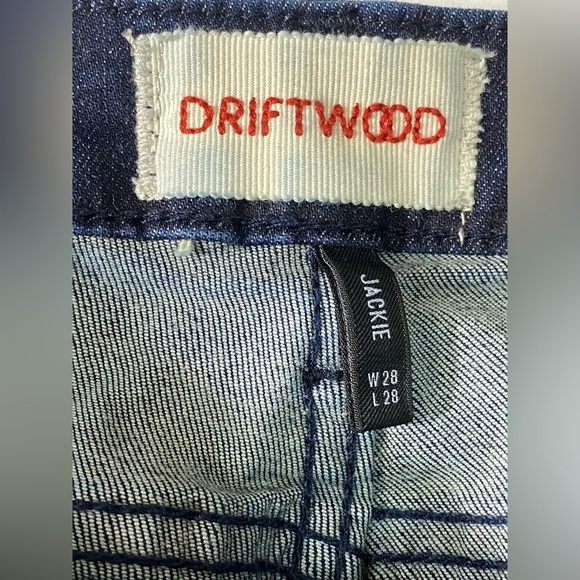 Driftwood Jackie Blue Braided Side Stripe Cropped Raw Hem Jeans Women’s Size 28 - Picture 9 of 12